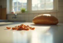 Cuisine propre avec des maggots près du pain en lumière naturelle
