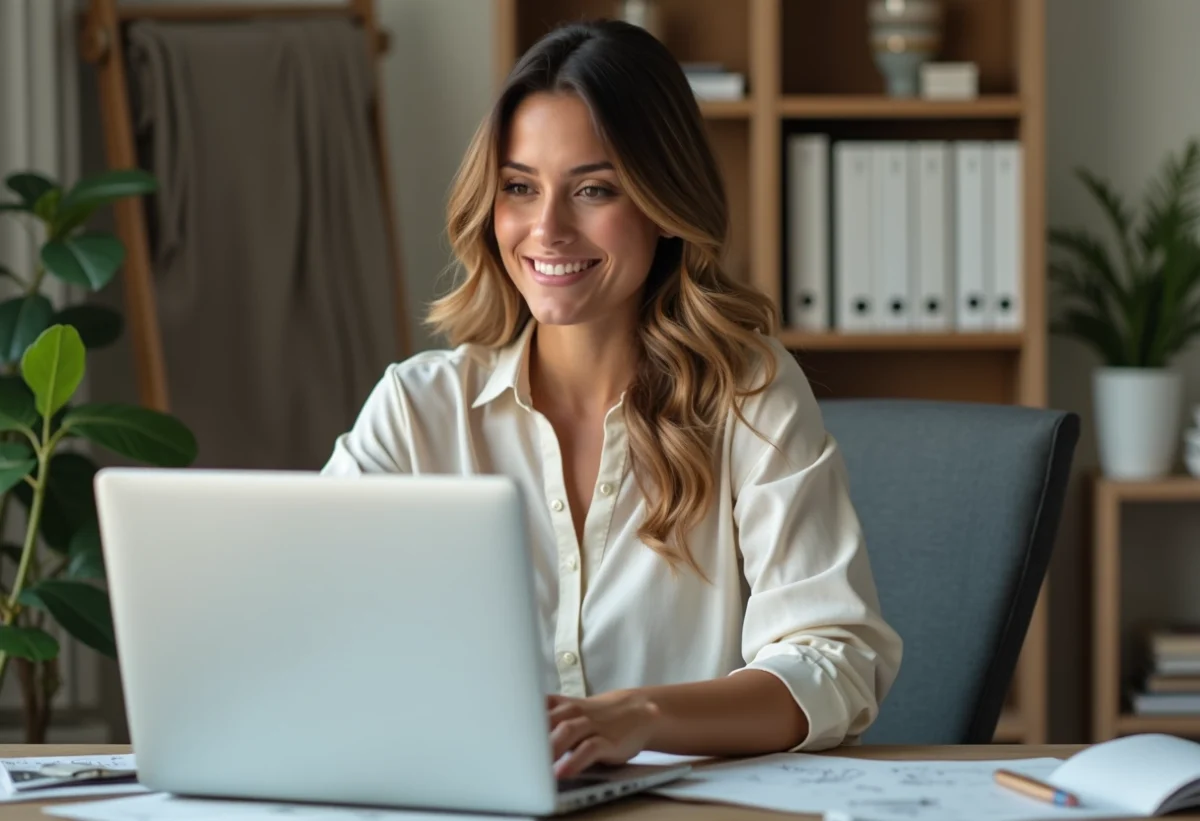 Decoratrice d interieur en video consultation avec client