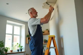 Fissures visibles sur un plafond nécessitant des réparations et conseils pratiques