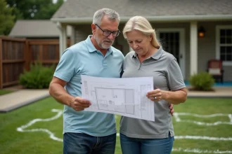 piscine dans un jardin avec des conseils d'installation et d'aménagement