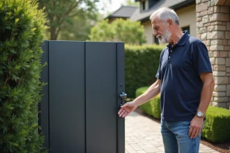 Portail en aluminium moderne avec design soigné et finitions élégantes
