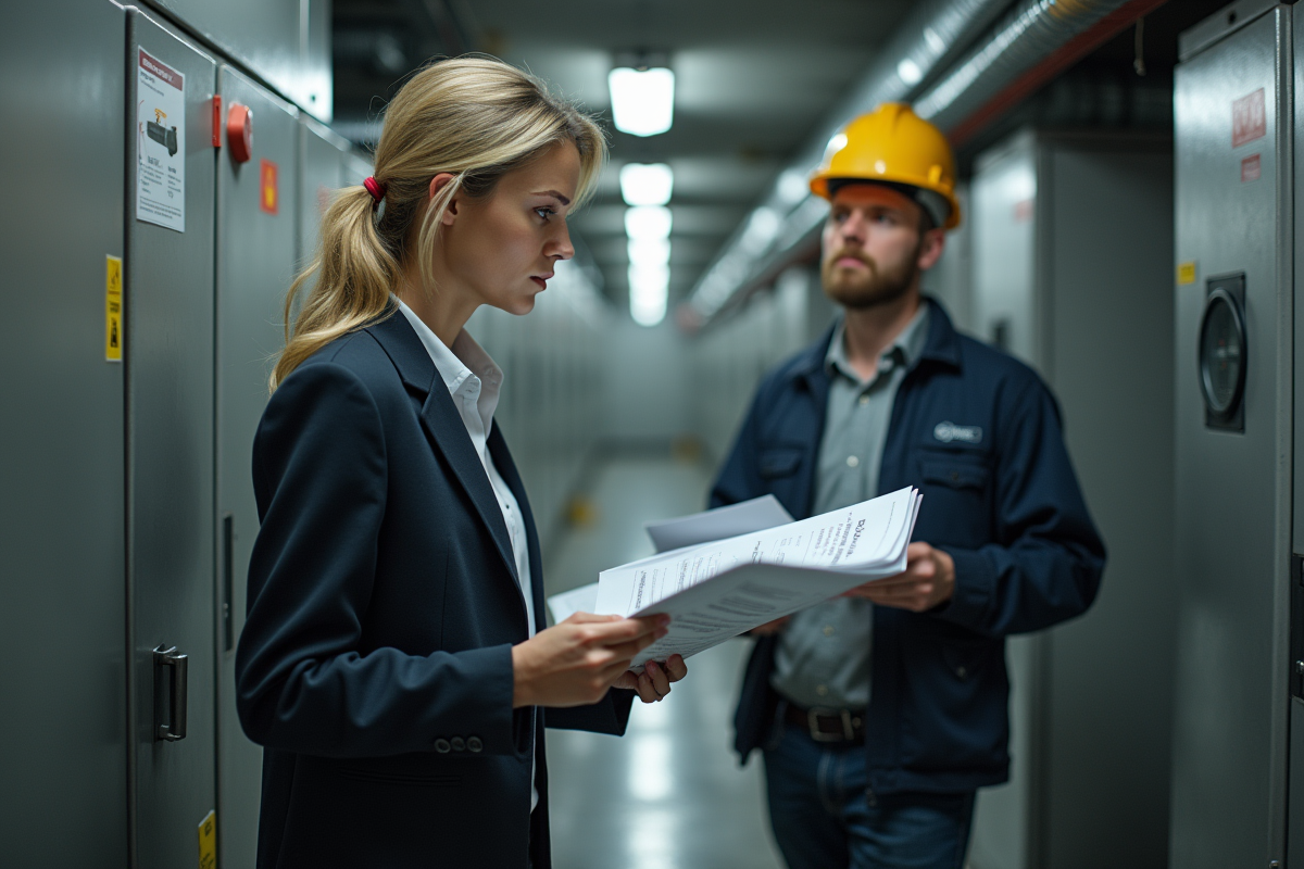 Gestionnaire vérifiant un échangeur de chaleur dans un bâtiment