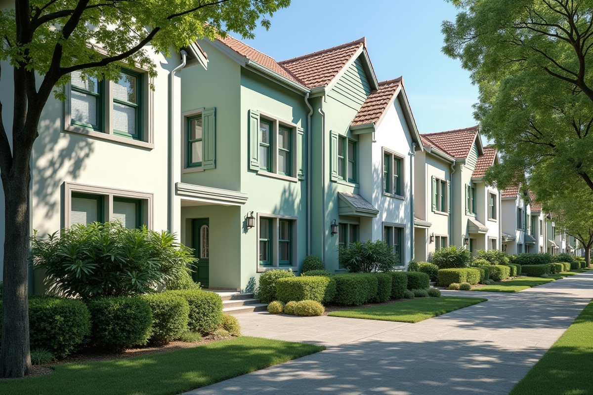 Maisons modernes dans une rue bordée d