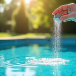 Piscine extérieure brillante sous le soleil avec traitement