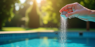 Piscine extérieure brillante sous le soleil avec traitement