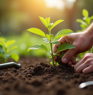 Comment semer, planter et entretenir des népétas Mains de jardinier plantant des nepeta dans le sol du jardin